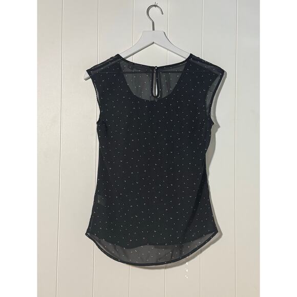 Halogen Black Moon Print Sheer Blouse Cap Sleeve Size XS - Picture 5 of 7